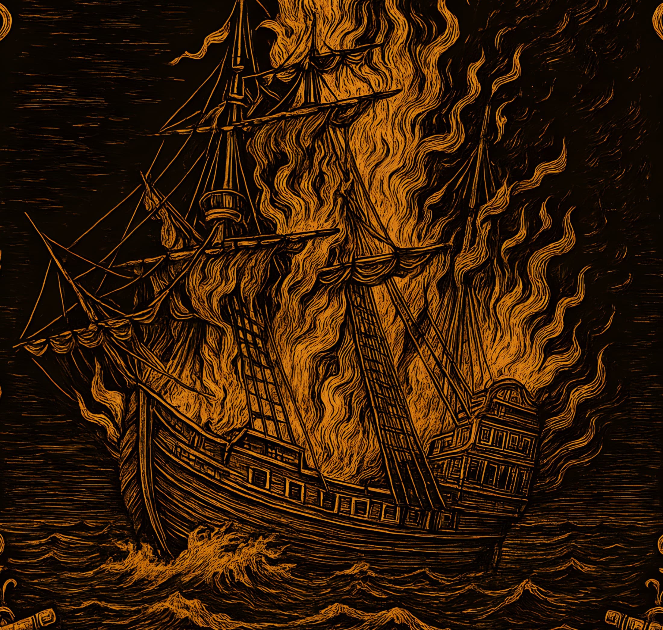 Burn the Ships engraving